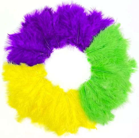 300 قطعة من ريش الطبيعة الملون من ماردي غرا مقاس 3-5 بوصات من الريش السائب المتنوع لتزيين حفلات الحرف اليدوية DIY زي الكرنفال، ديكور حفلات الزفاف in Kuwait