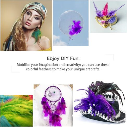 300 قطعة من ريش الطبيعة الملون من ماردي غرا مقاس 3-5 بوصات من الريش السائب المتنوع لتزيين حفلات الحرف اليدوية DIY زي الكرنفال، ديكور حفلات الزفاف in Kuwait