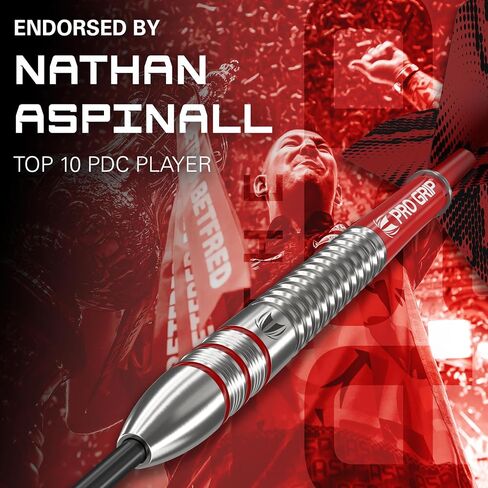 مجموعة سهام من TARGET Darts Nathan Aspinall Tungsten Steel Tip - 9 أعمدة قبضة احترافية - 9 رحلات طيران Pro Ultra - محفظة رمي السهام - حزمة قسيمة تطبيق عداد السهام in Saudi Arabia