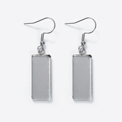 20 Pcs Stainless Steel Rectangular Earring Bezel Trays Earring Blanks Pendant Tray Earring Cabochon Settings with Earring Wire Hooks for Jewelry Making DIY Craft in Saudi Arabia