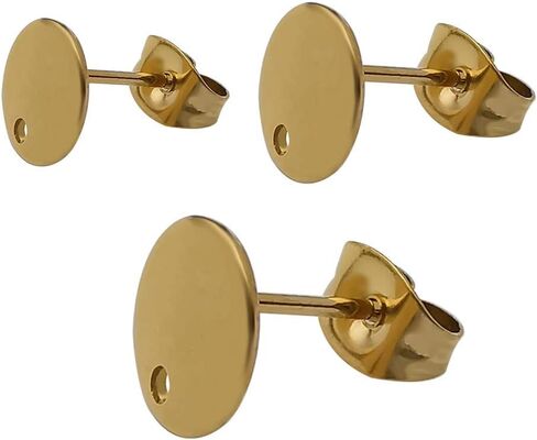 30 قطعة/15 زوجًا 8 مم/10 مم/12 مم ذهبي من الفولاذ المقاوم للصدأ أقراط دائرية فارغة مع حلقة لصنع أقراط المجوهرات بنفسك مع ظهور (M543) in Kuwait