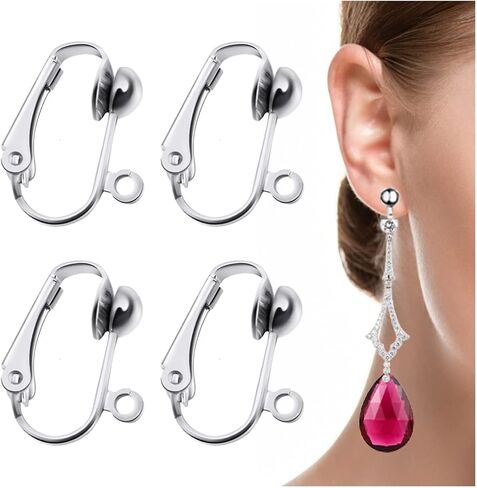 20 Pack Clip-on Earring Converters Hypoallergenic Earring Clip On Backs Parts Components Findings for DIY Earring and Pierced Ears (Silver) in Kuwait