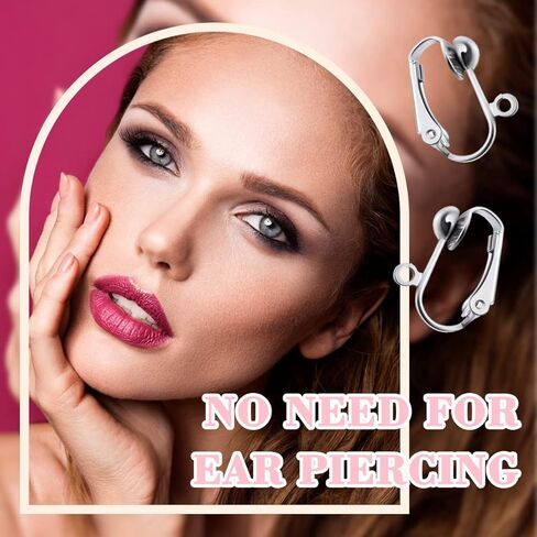 20 Pack Clip-on Earring Converters Hypoallergenic Earring Clip On Backs Parts Components Findings for DIY Earring and Pierced Ears (Silver) in Kuwait