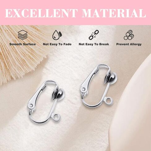 20 Pack Clip-on Earring Converters Hypoallergenic Earring Clip On Backs Parts Components Findings for DIY Earring and Pierced Ears (Silver) in Kuwait