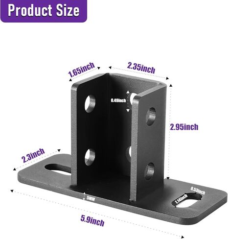 6 قطع 2 فتحة مشقوقة على شكل حرف U مناسبة لقناة واحدة مربعة مقاس 1-5/8 بوصة، فولاذ كربوني مطلي بمسحوق أسود Q235B، قناة دعامة أطول لقناة قاعدة السياج in Kuwait