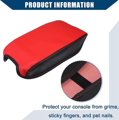 Center Console Armrest Cover for Nissan Sentra 2020 2021 2022 / Car Interior Accessories/Durable Faux Leather / 1 Pcs Red in Saudi Arabia