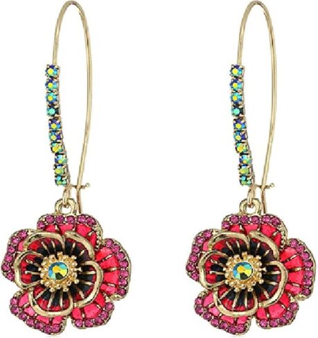 أقراط زهرة، أقراط الخشخاش، أقراط نباتية مصنوعة يدويًا، أقراط متدلية على شكل زهور ملونة، أقراط متدلية للربيع والصيف، لا تسبب الحساسية، مجوهرات Hoilday in Kuwait