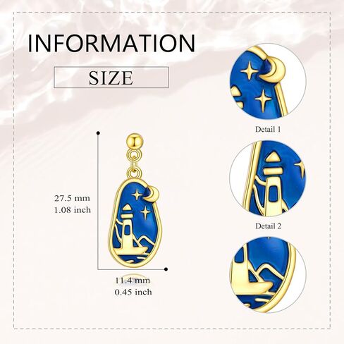 أقراط منارة مطلية بالمينا، أقراط متدلية على شكل منارة، هدايا مجوهرات منارة للنساء والفتيات in Kuwait