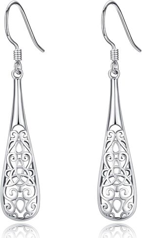 Filigree Earrings 925 Sterling Silver Celtic Earring Hypoallergenic Triquetra Dangle Drop Earrings Irish Knot Jewelry for Women Girls in Saudi Arabia