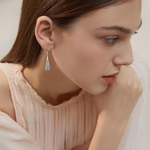 Filigree Earrings 925 Sterling Silver Celtic Earring Hypoallergenic Triquetra Dangle Drop Earrings Irish Knot Jewelry for Women Girls in Saudi Arabia