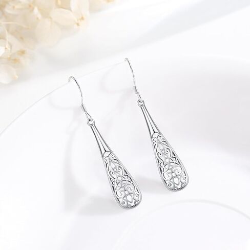 Filigree Earrings 925 Sterling Silver Celtic Earring Hypoallergenic Triquetra Dangle Drop Earrings Irish Knot Jewelry for Women Girls in Saudi Arabia