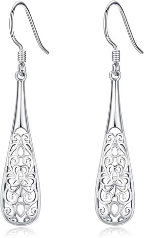 Filigree Earrings 925 Sterling Silver Celtic Earring Hypoallergenic Triquetra Dangle Drop Earrings Irish Knot Jewelry for Women Girls in Saudi Arabia