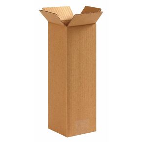 Aviditi 4412 Tall Corrugated Cardboard Box 4" L x 4" W x 12" H, Kraft, for Shipping, Packing and Moving (Pack of 25)