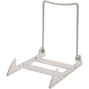 Gibson 6 Holders 3PL Adjustable Wire & Acrylic Easels- 4" W x 5.5" H with 4.5" Ledge, White/Clear