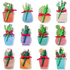 Cactus Sticky Notes with Cactus Pen Cute Cactus Notepads Set Fun Cactus Gifts Cacti Notepads Succulent Note Pad Self Adhesive Note Pads for Xmas School Supply (Cute, 72 Pcs/ 24 Sets)