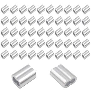 50 Pieces Aluminum Crimping Loop Sleeves Crimp for 3/16" Diameter Wire Rope Cable