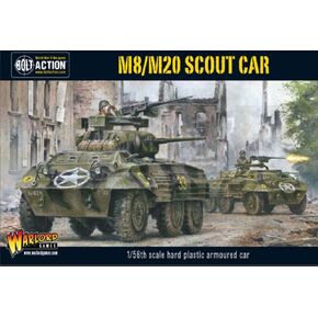 Bolt Action American M8/M20 Greyhound Scout Car 1:56 WWII Military Wargaming Plastic Model Kit