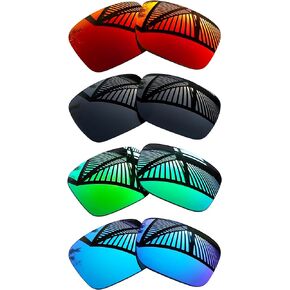 4 Pairs Replacement Lenses for Oakley Holbrook OO9102 / Holbrook Asian Fit (AF) OO9244 Sunglasses - Solid Black+Emerald+Ice Blue+Fire Red