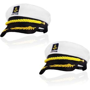 Yacht Captain Hat Adjustable Sailors Cap Navy Marine Admiral Hat for Theme Party Cosplay Costume Accessory