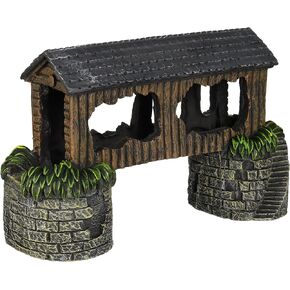 Penn-Plax Madison County Covered Bridge Fish Tank Ornament Decoration for Aquariums and Terrariums