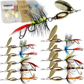 Trout Spinner Baits Fishing Lures, Hand-Tied, Brass Parts | Irresistible Spinner-Fly Combo Kit, Dual Sharp Hook, Flash Vibration, Deadly Attraction, Storage Box Include, Fish Anywhere in Saudi Arabia