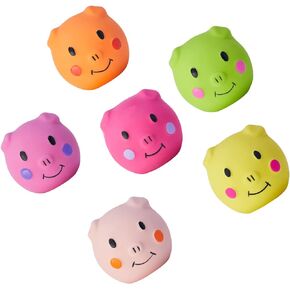 Squeaky Dog Toy Dog Squeaky Toys Chewing Durable Teething Latex Rubber Soft Interactive Fetch Play Dog Balls with Funny Piggy Face for Puppy Small Medium Pet Dog (6PCS)