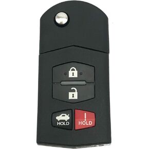 Replacement Key Fob Case Shell Fit for Mazda 3 5 6 RX-8 CX-7 CX-9 Accessories Keyless Entry Remote Control Flip Car Key Fob Cover Housing (4 Buttons, Black)