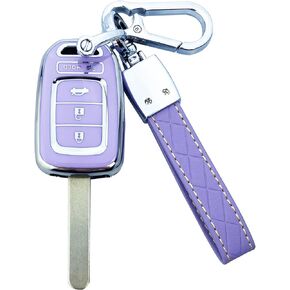 حافظة غطاء Key Fob متوافقة مع ملحقات Honda Accord Civic Fit CR-V HR-V Crosstour (أرجواني)