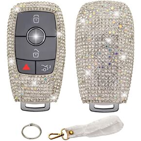 Key Fob Cover Compatible with Mercedes Benz C E S M CLS CLK GLK GLC G Class Bling Crystal Rhinestone Diamond Key Case