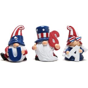 Hodao 3 Pcs Patriotic Gnomes Decorations USA Stars and Stripes Elf Gifts Handmade Gnomes Ornaments Home Decorations USA Election Gnomes Figurines National Day Memorial Day Ornaments Decor