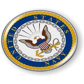 [Officially Licensed Product] - The United States Navy 3D Domed CAR Emblem Badge Sticker Round Chrome Metal Round Bezel