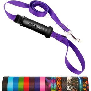 TugEase Dog Leash w/Sliding, Locking, Soft Touch, Comfort Grip Handle, 4' x 5/8" Wicked Purple