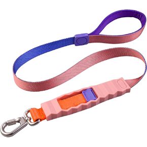 Shock Absorbing Dog Leash, Bungee Dog Leash with Swivel Lockable Hook & Padded Handle, No-Pull Lead for All Dog Sizes - Enhances Safety & Comfort for Outdoor Walks (Blue, Curve Strap)