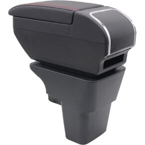 YJYWZH Armrest Box for Kia Rio 2018-2023 Automotive Center Storage Box Interior Hand Centre Consoles with Cup Holder 4 USB Port Double-layer Black Accessories