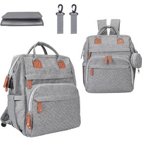 حقيبة ظهر للحفاضات، حقيبة حفاضات مع محطة تغيير الحفاضات، حقيبة ظهر للحفاضات للسفر، سعة كبيرة متعددة الوظائف (أسود) in Kuwait