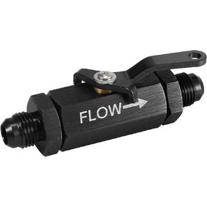 X AUTOHAUX Car Motorcycle AN6-6AN ORB 9/16"-18 SAE Thread 3/8"-18 NPT Thread Male Flare Fitting Aluminum Alloy Inline Fuel Shut Off Valve 3/8" Flow Control Cut Off Valve W/Cable Lever Black