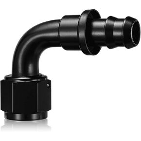 10AN 90 Degree Push Lock Hose End Fitting Aluminum Female Swivel to Push Lock Barb Type Fitting for Rubber Fuel Line
