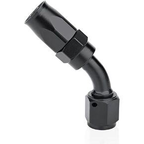 4AN Hose End Fitting 45 Degree Swivel for Braided Fuel Hose, Black Anodized Aluminum AN4 7/16 x 20 UNF Joint Adapter (45 Degree, AN4)