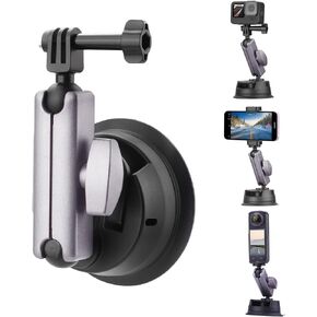 Powerful Suction Cup Car Mount for Insta360 X4 X3 X2,Windshield Window Dashboard Quick-Release Holder for Pocket 3 GoPro 12 11 10 9 8 Action 4 3 iPhone Android(with Phone Holder) Accessories