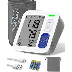 ROTOPATA Upper Arm Automatic Blood Pressure Monitors for Home Use with 9"-17" Adjustable Cuff, Electronic Digital BP Machine with 4" Screen Dual Users 2 * 90 Memories