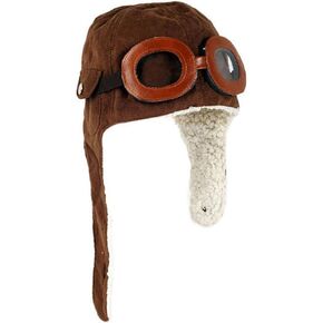 Cool Pilot Aviator Fleece Hat Cap with Earmuffs Baby Toddler Protect (Brown)