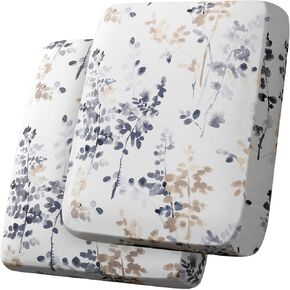 H.VERSAILTEX Velvet Chair Cushion Covers Soft Sturdy Armchair Cover Thick Couch Cover for Dogs Washable Sofa Seat Cushion Covers with Elastic Bands(1 Pack, Classical Floral - Bluestone and Taupe) in Kuwait