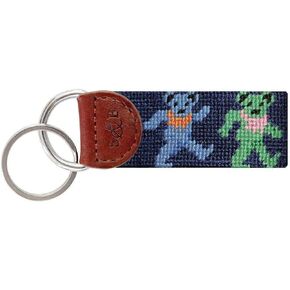 Smathers & Branson Dancing Bears Needlepoint Key Fob in Navy