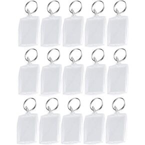 25Pcs Acrylic Photo Frame Keyring Clear Blank DIY Photo Image Keychain Wallet Friendly Picture Frame Framework Key Buckle Ring for Women and Men Rectangle Shape