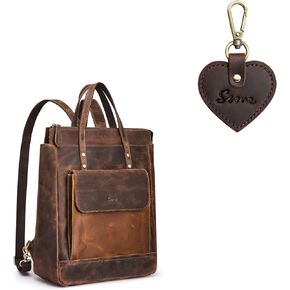S-ZONE Leather Backapck Purse for Women with Cute Keychain