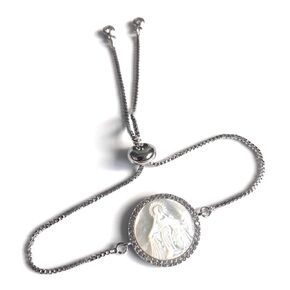 Virgin Mary Mother of Pearl Adjustable Chain Bracelet