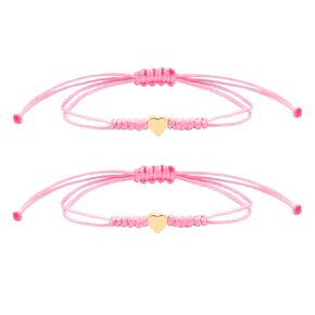 Matching Bracelets for Couples Best Friends Family, Gifts for Mom Daughter, Adjustble Pink Heart Bracelets Handmade Bracelets Birthday Gifts Ideas for Her Him Soulmate
