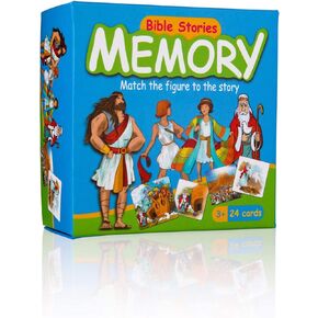Bible Stories Memory Game - Old Testament Activity Card Game for Kids & Toddlers. Best Known Biblical Stories and Figures in 24 Educational Cards Playset.