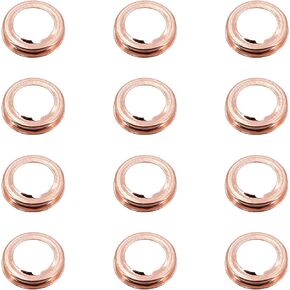 12 PCS Car Oil Drain Plug Gasket, M12 Extrusion Drain Plug Pad Replacement 11026-01M02, Copper Crush Sealing Ring, Compatible with Tiida Nissan Qashqai X-Trail Liwei Sylphy New Teana (Gold)