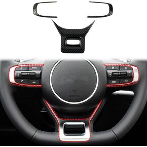 Korlot Carbon Fiber Style Interior Steering Wheel Cover Trim Accessories for KIA K5 2021-2024 for Sportage 2023-2024